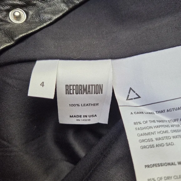 REFORMATION Genuine Leather Black Snap Button Skirt 4 Rock Punk Revolve Grunge - Picture 7 of 7